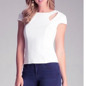 New bebe short sleeve cutout top